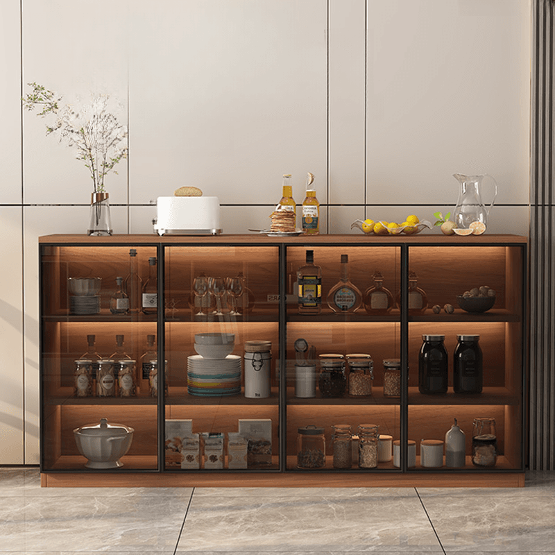 Trendy Sideboard with Cupboard, Narrow/Standard Size, Three Internal Shelves, Composite Wood Countertop, and Glass-panel Door - image 4
