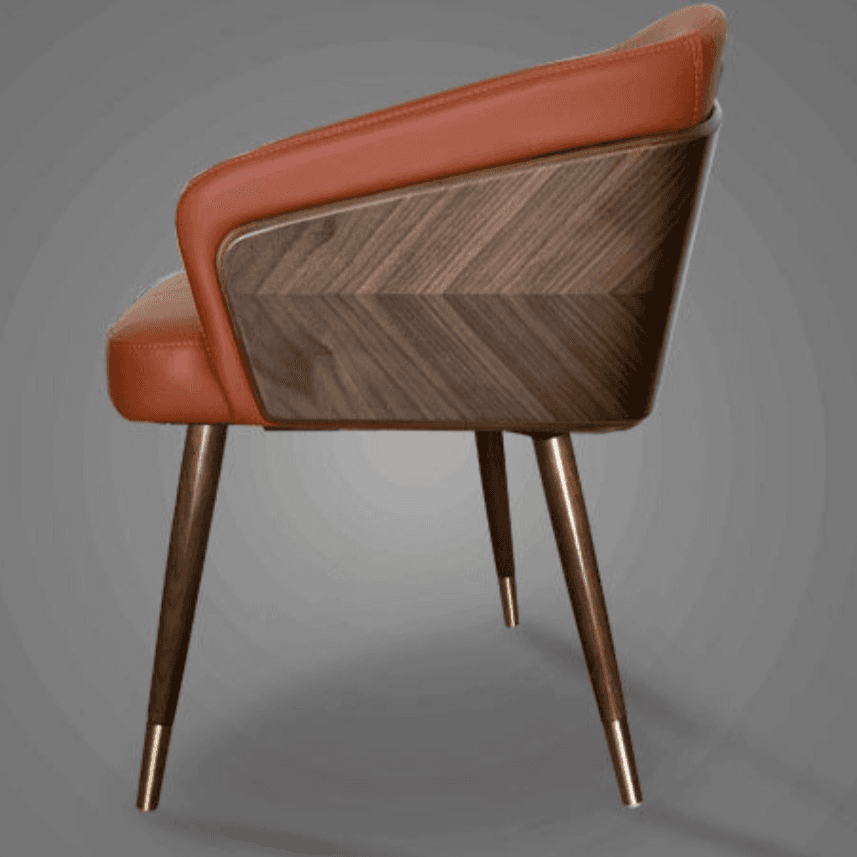 Bordered Reliable Upholstered Arm Chair with Solid Back and Wooden Legs for Dinette in a Lavish Style - image 6