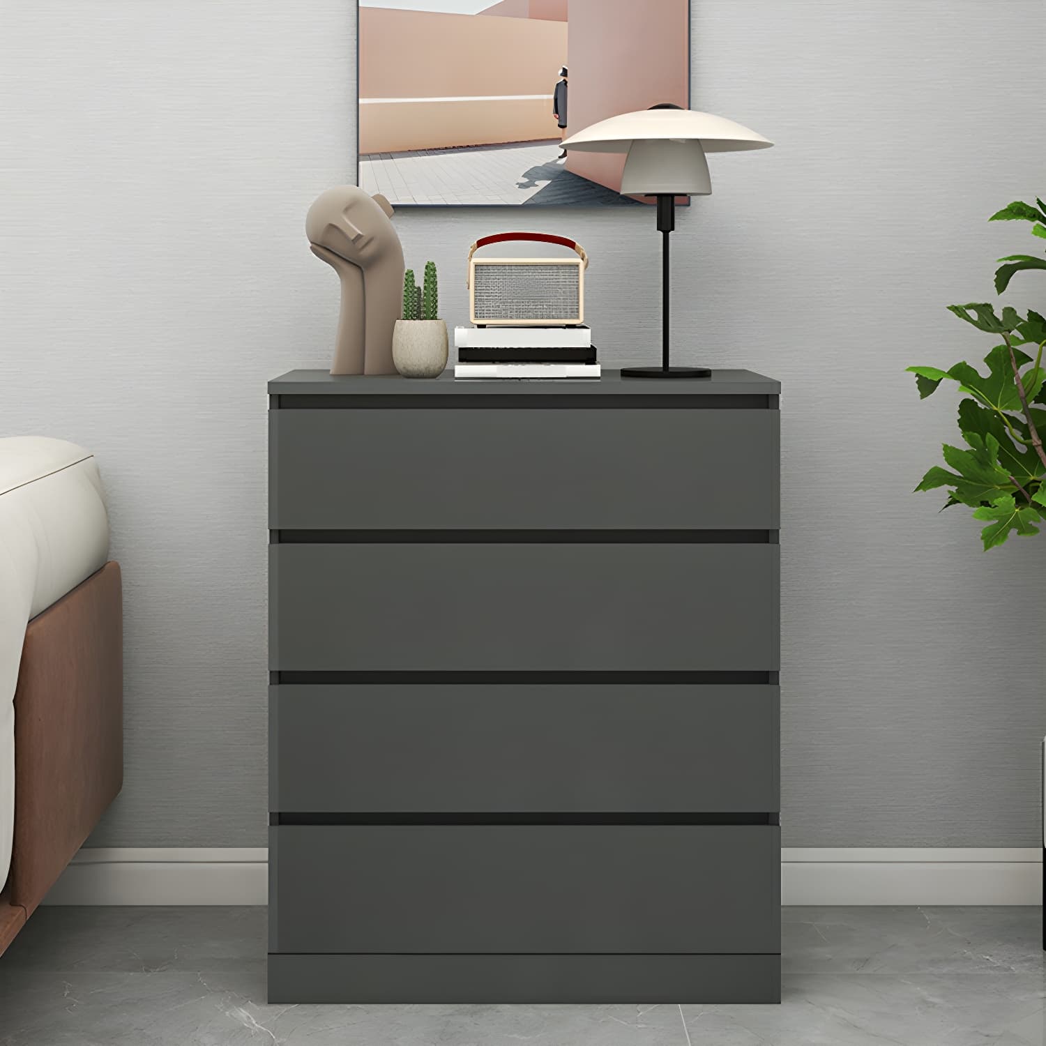 Contemporary Narrow Wood Dresser with Drawers for Living Room