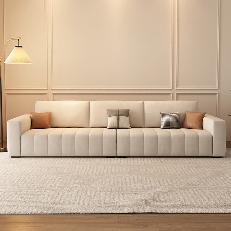 Modern Beige Sectional Sofa in Anti Cat Scratch Fabric with Square Arm - image 12