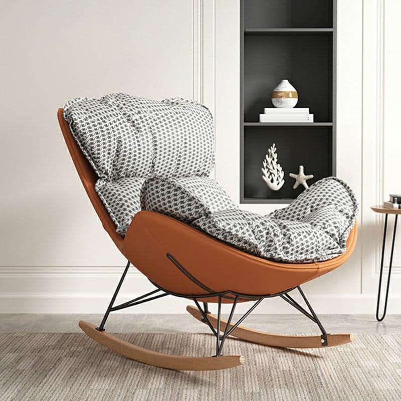Stylish and Modern Upholstered Rocking Chair with Natural Wood Legs - image 5