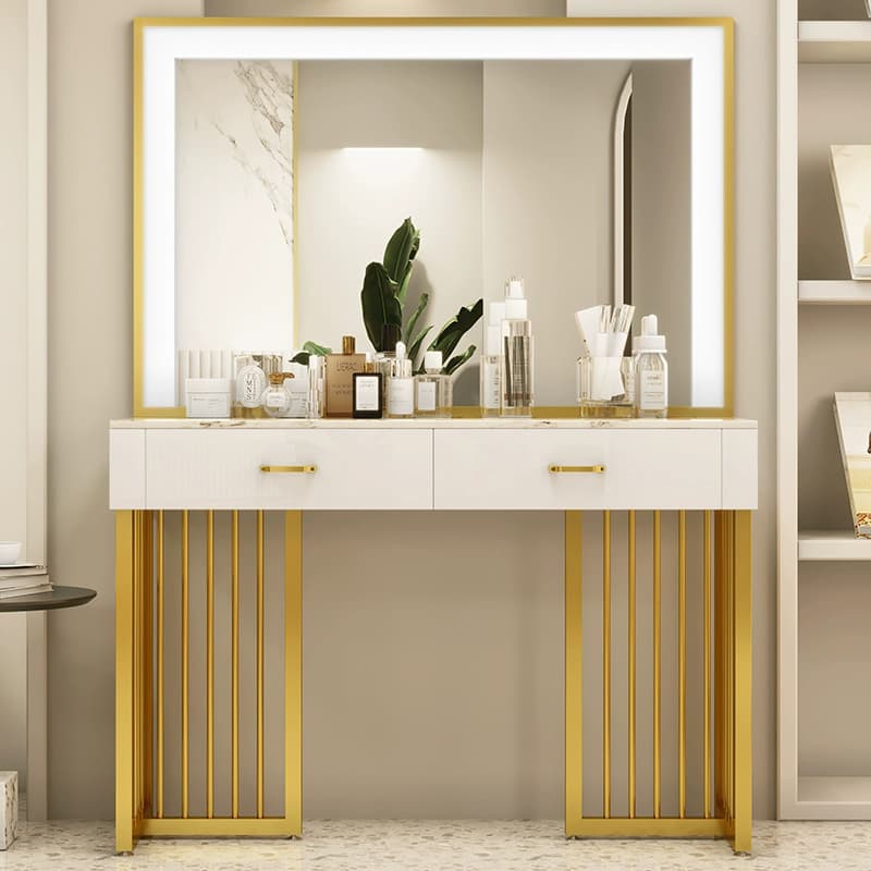 White Contemporary Standard/Large Sintered Stone Light Up 2 Drawers/4 Drawers
