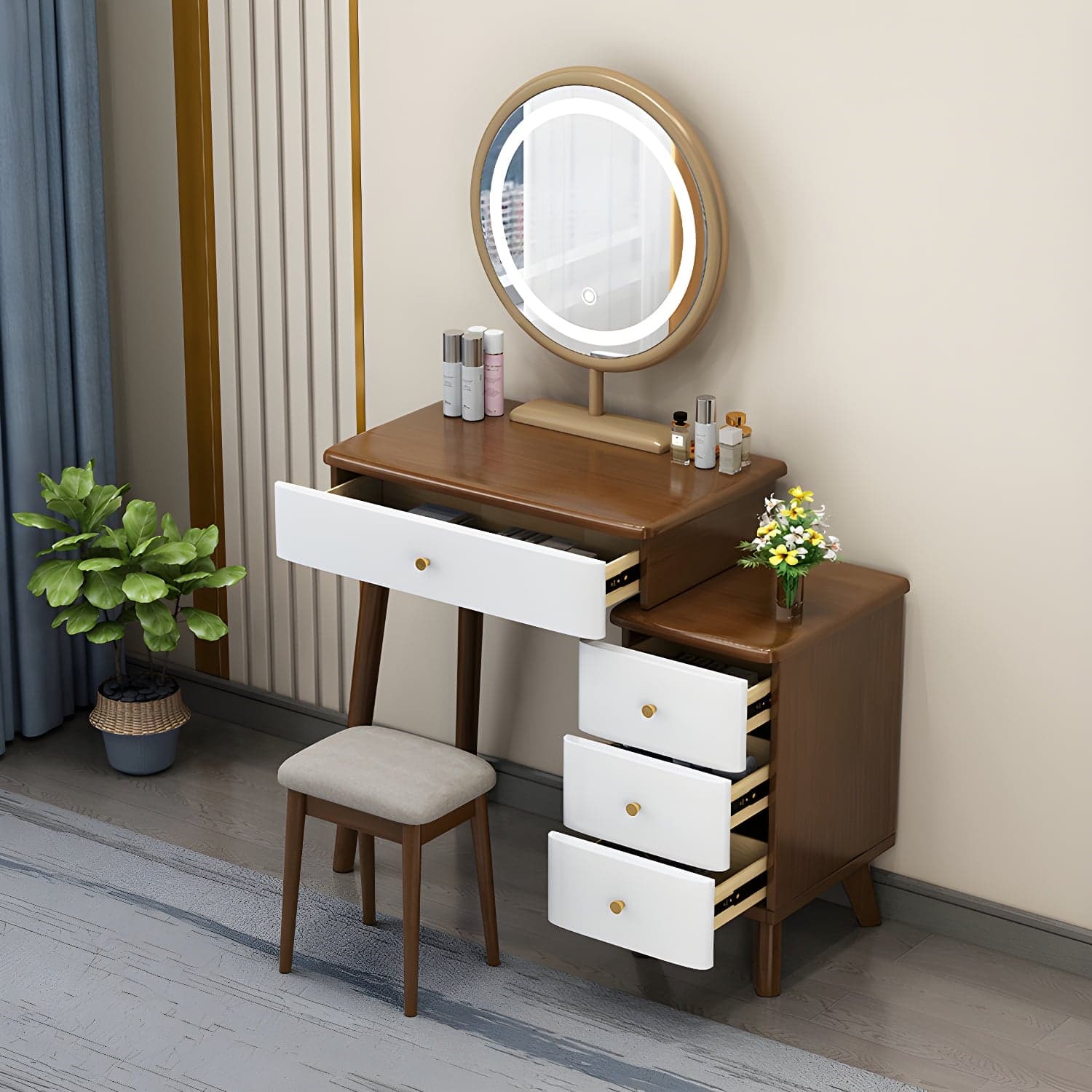 Solid Wood Makeup Vanity Desk Modern Makeup Vanity Desk Table with 4 Drawers - image 5