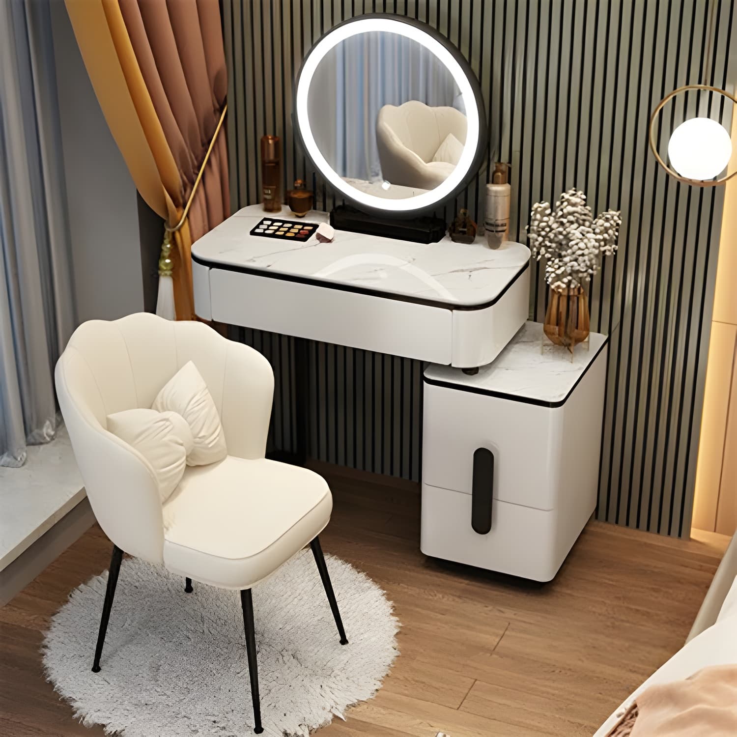 Lighted Mirror Make-up Vanity Luxurious Dressing Table Stool Set - image 12