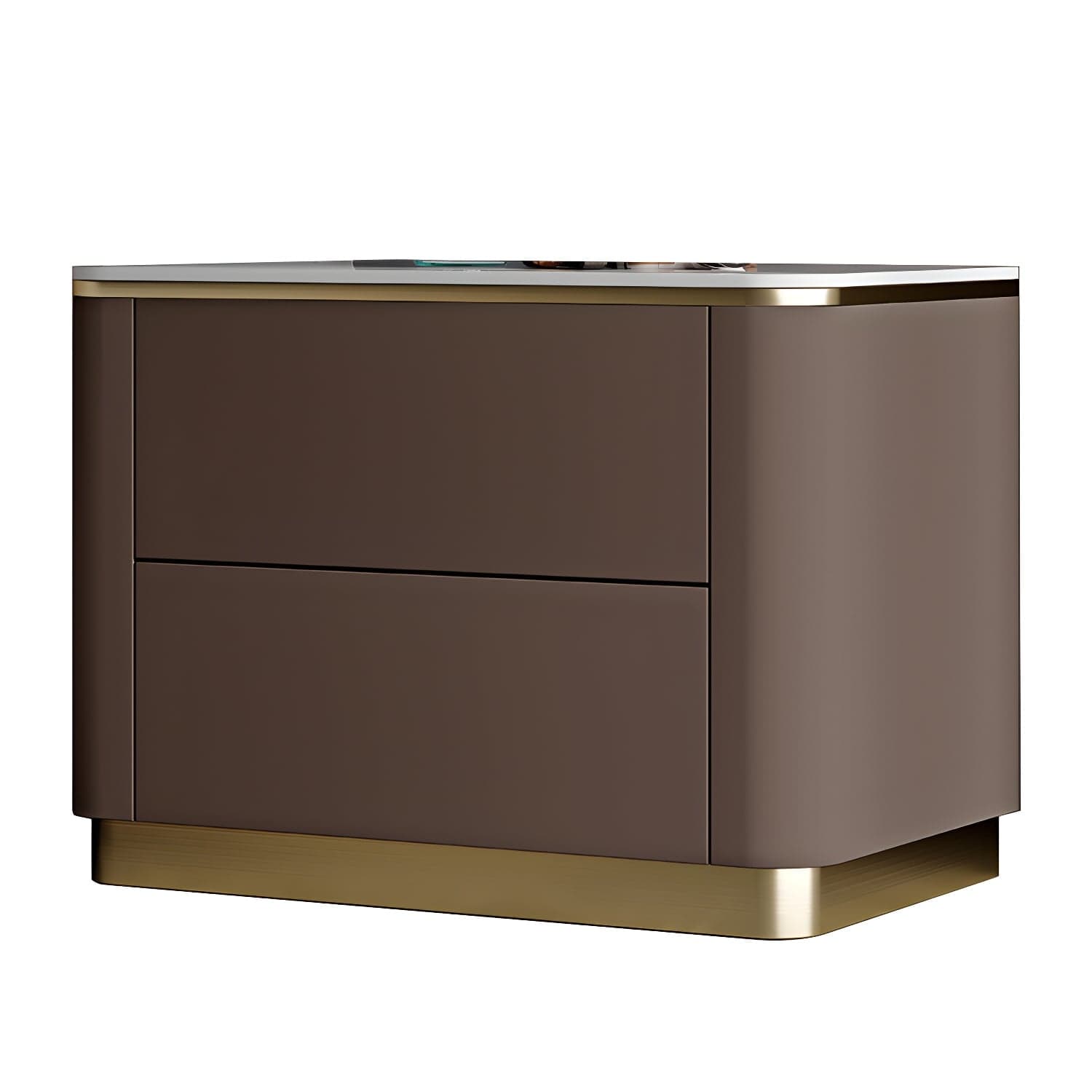 Glam Solid Wood Leather Outer Frame Accent Table Nightstand Drawer Storage Night Table - image 3