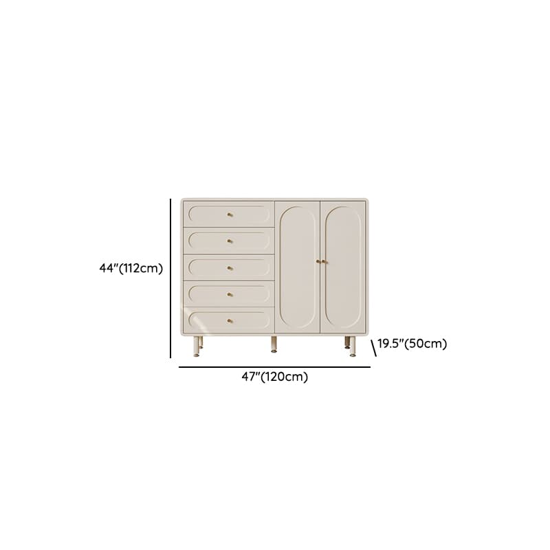 Chalk Casual Particle Board Wood Console Dresser with 5/4 Drawers, Hutch, 3 Interior Shelves, Horizontal - image 11