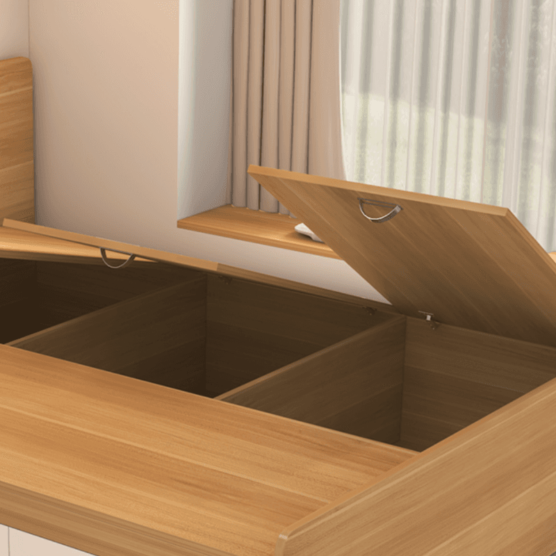 Natural Color Solid Color Storage Included Bed with 3 Storage Boxes for Bedroom - image 3
