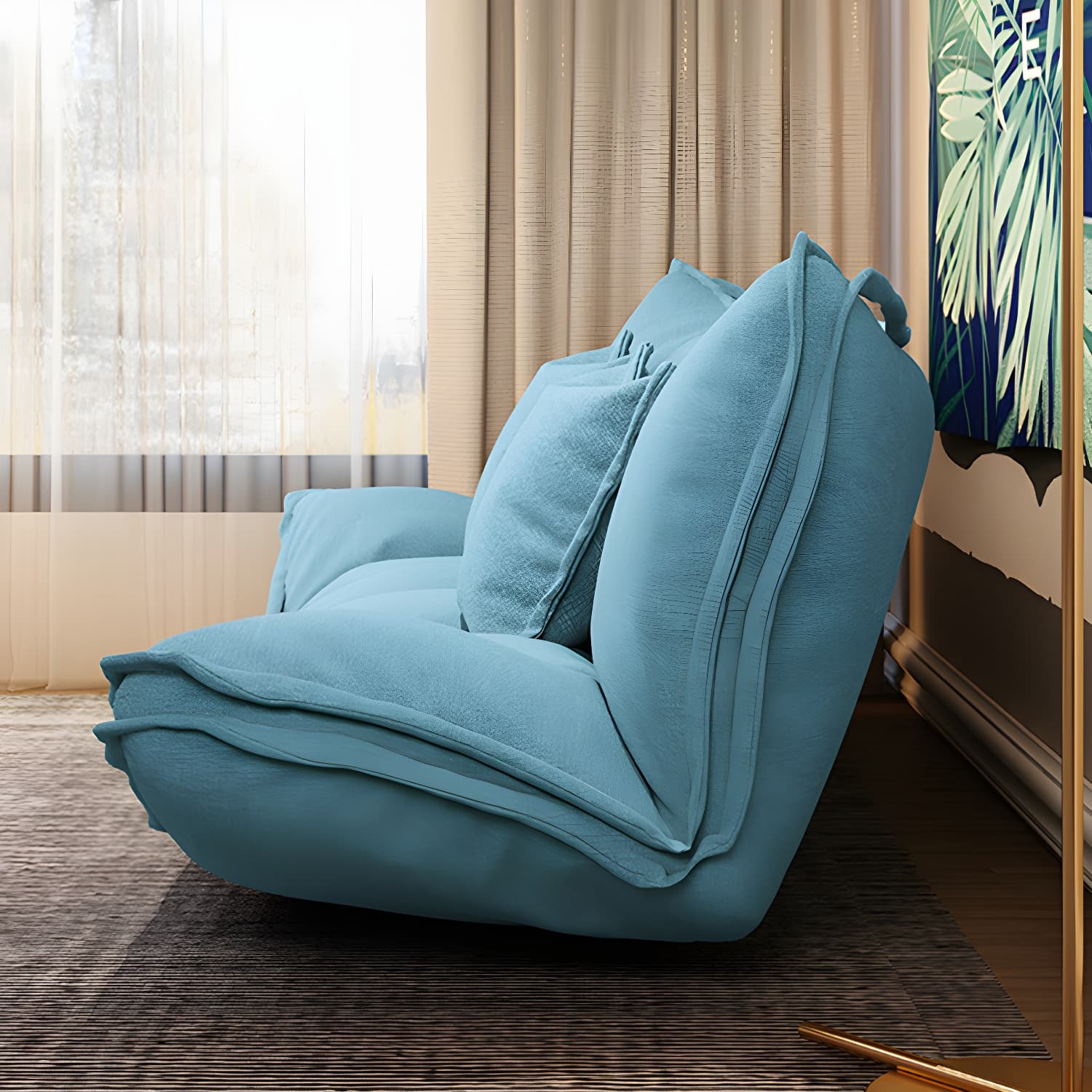 Modern Tight Back Convertible Sleeper Sofa Fabric Armless Solid Color Sofa - image 12