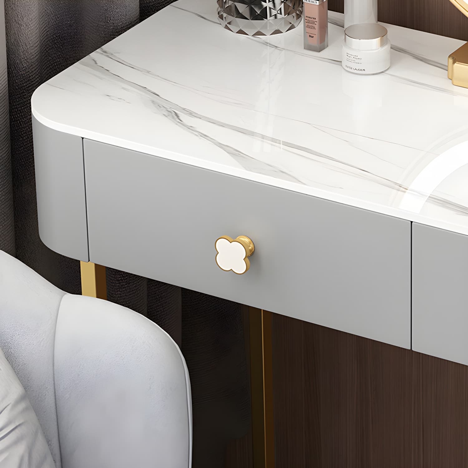 Contemporary Wooden Make-up Vanity with Storage Drawers in Rectangle - image 9