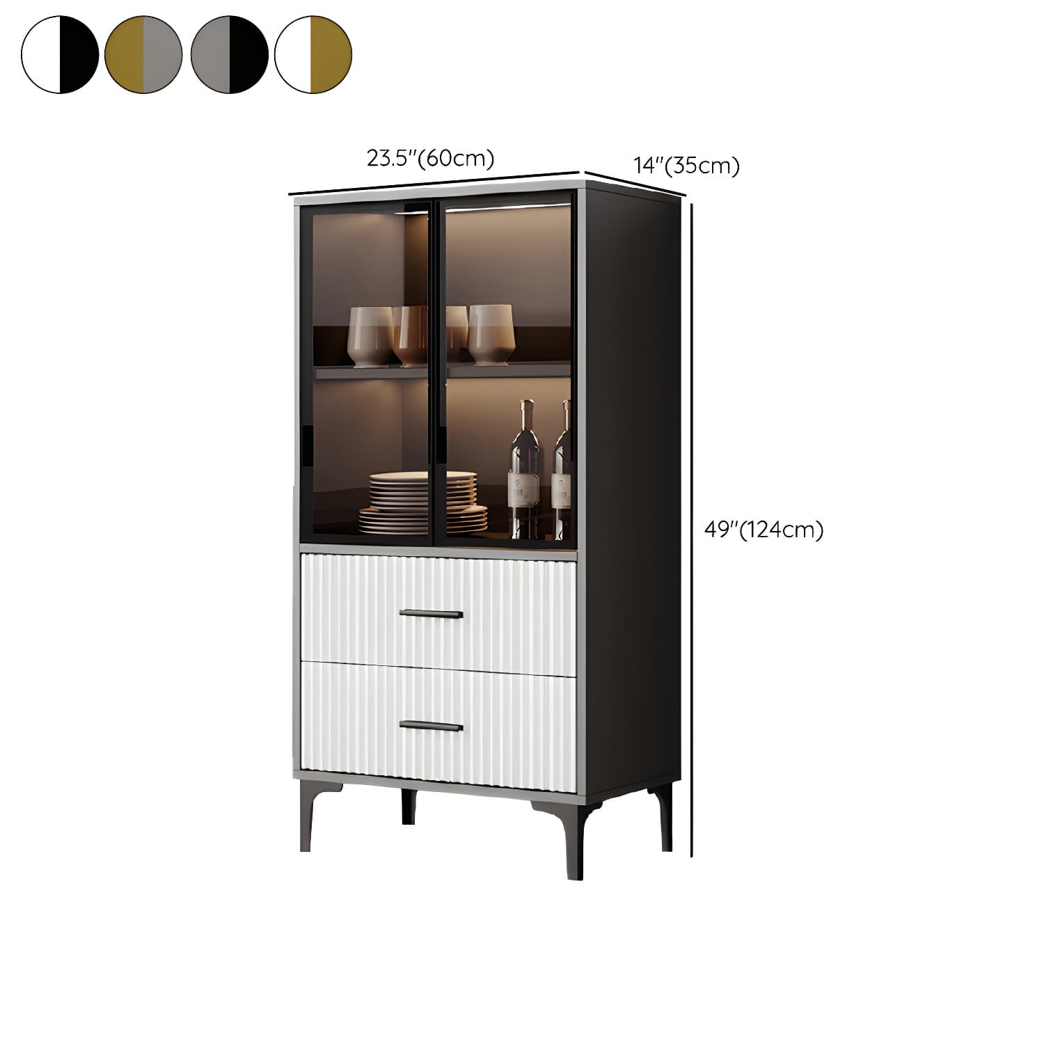 Contemporary Sideboard Cabinet for Dining Room with Glass Doors & Drawers Included - image 18