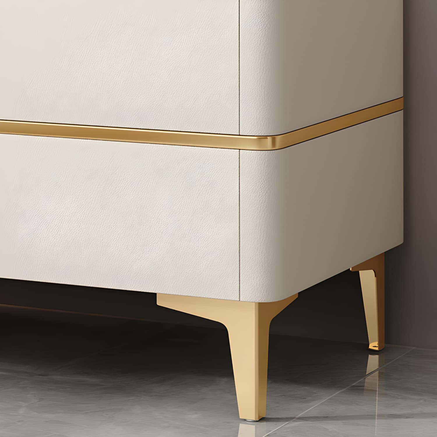 Glam Style Sintered Stone Top 2- Drawer Nightstand with Legs for Bedroom - image 14