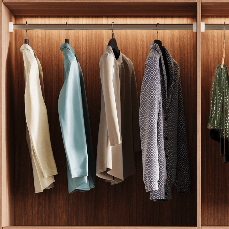 Cocoa Minimalist Natural Wood Wardrobe Closet with Soft Close Door, Interior Shelves, and Clothing Rod - image 3