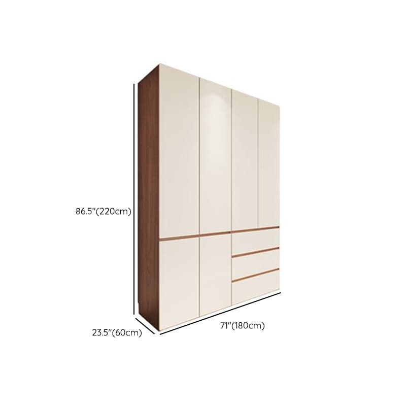 White Minimalist Manufactured Wood Wardrobe Closet with 3-Drawer, Soft Close Door, Interior Shelves, and Clothing Rod - image 11