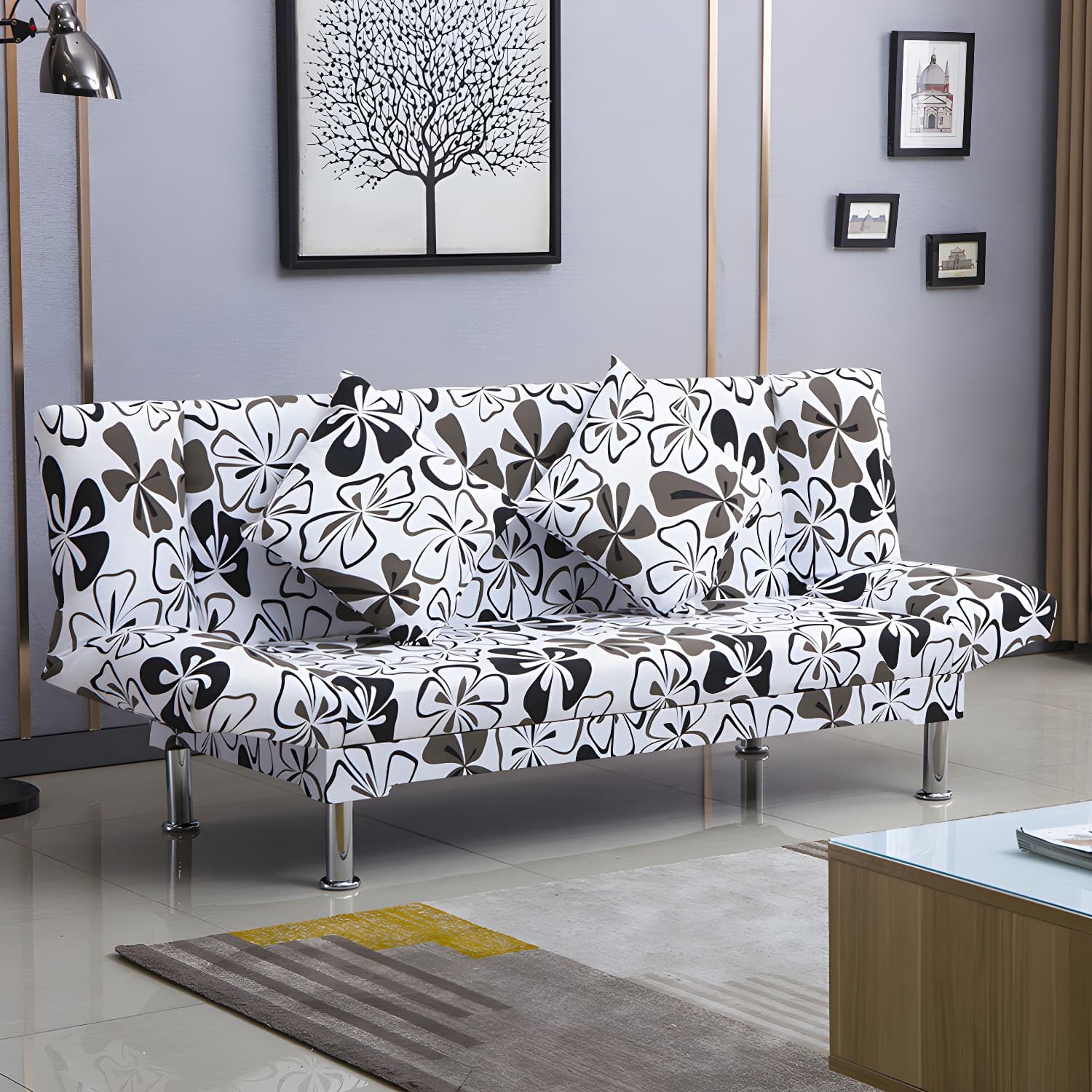 Silver Transitional Modern Tight Back Sofa Bed 29.53"High Armless Sofa Bed - image 6