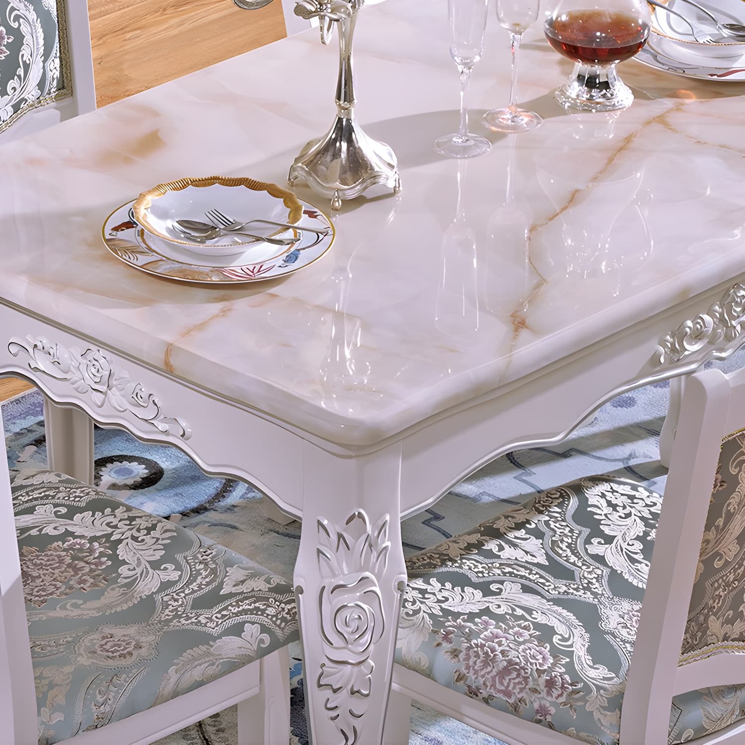 Victorian Style Wood Dining Set - Solid Wood Construction with Warranty - 5-Piece Set - image 10