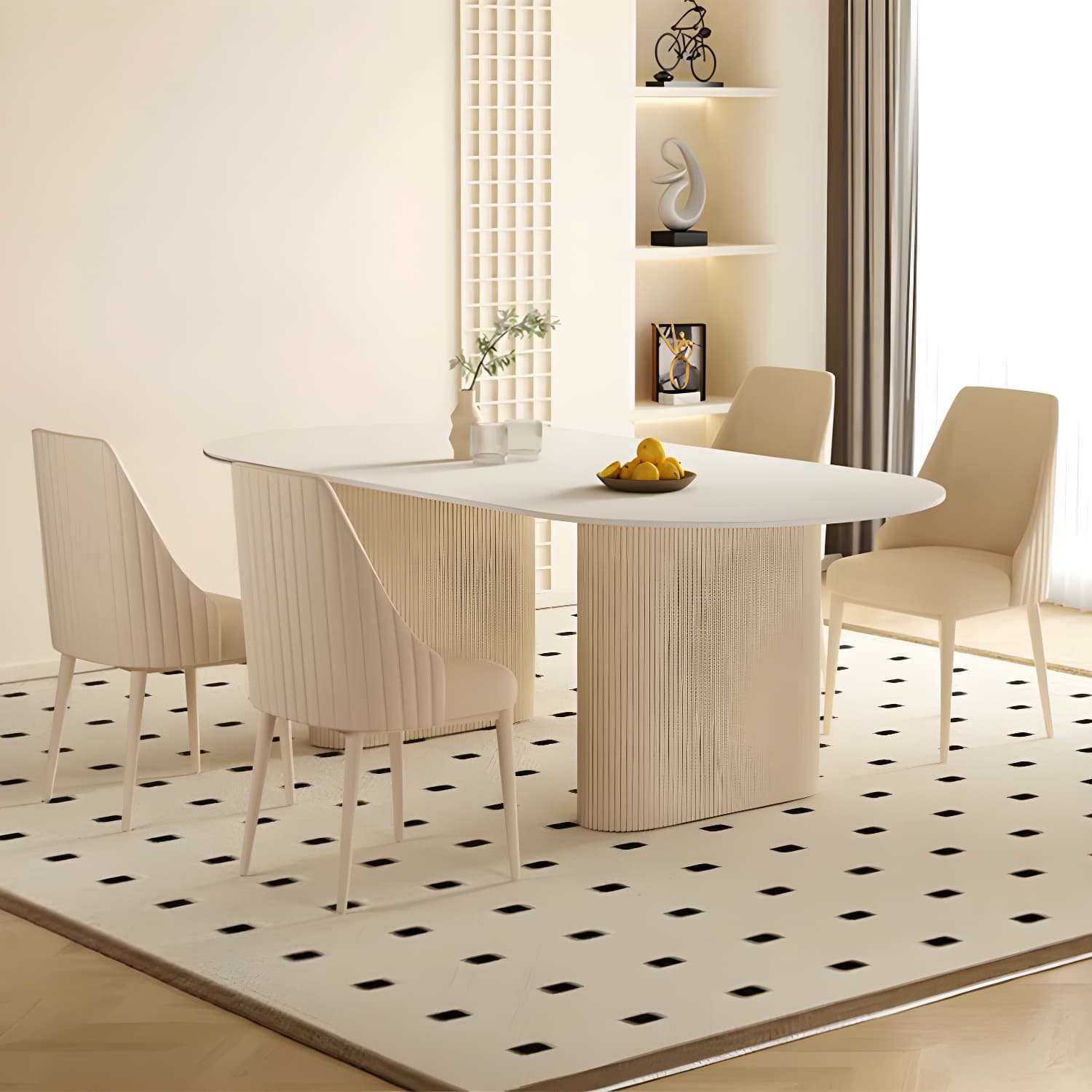 Elegant Oval Shape Metal Dining Set in Modern White - Ideal for 35-40 Women - image 4