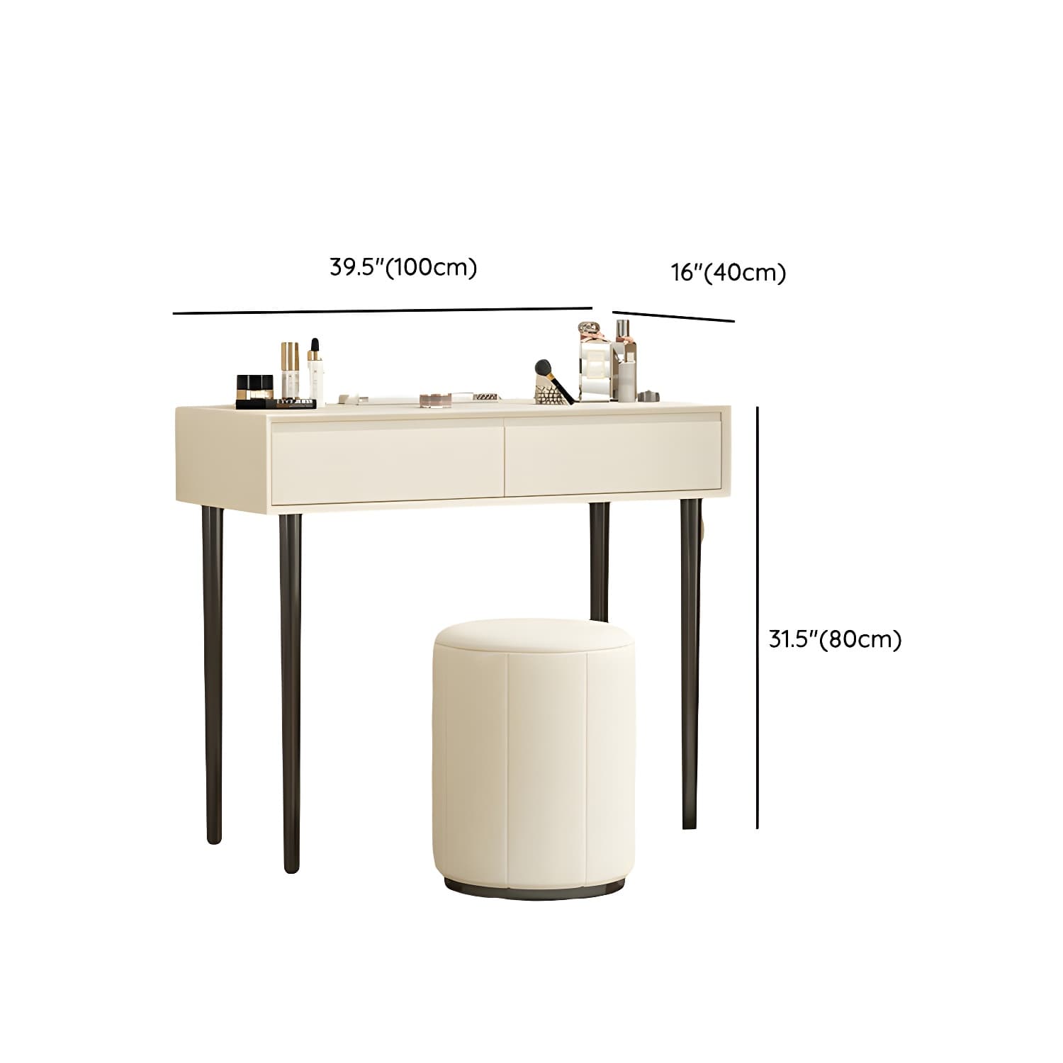 Modern Wood Makeup Vanity with Soft Close Drawers & No Mirror - image 13