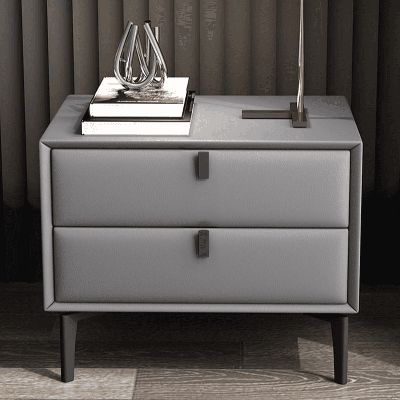 Stylish 2 Tiers Nightstand With Drawer Storage and Artificial Leather Countertop - image 11