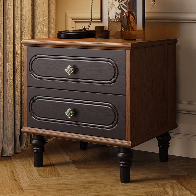 Organic Modern Nightstand With Drawer Organization Featuring 2 Drawers, Natural Wood Countertop, and Leg - image 7