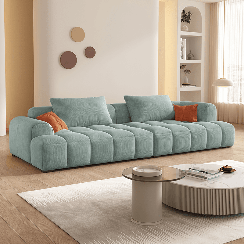 Grey/Lime Green/Ivory Sofa Couch with Concealed Support - image 5