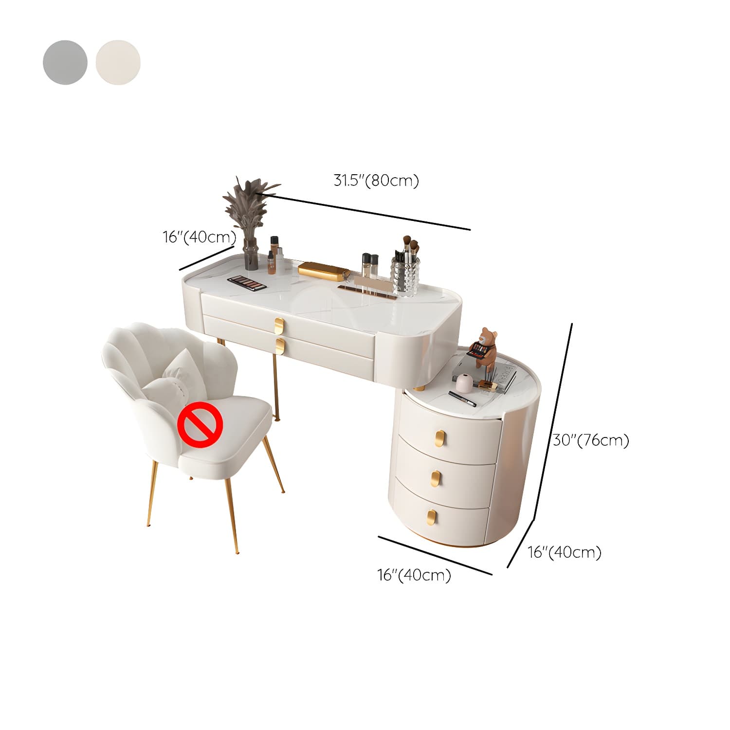 Glass/Stone Dresser Modern Make-up Vanity with 5/6 Storage Drawers - image 18