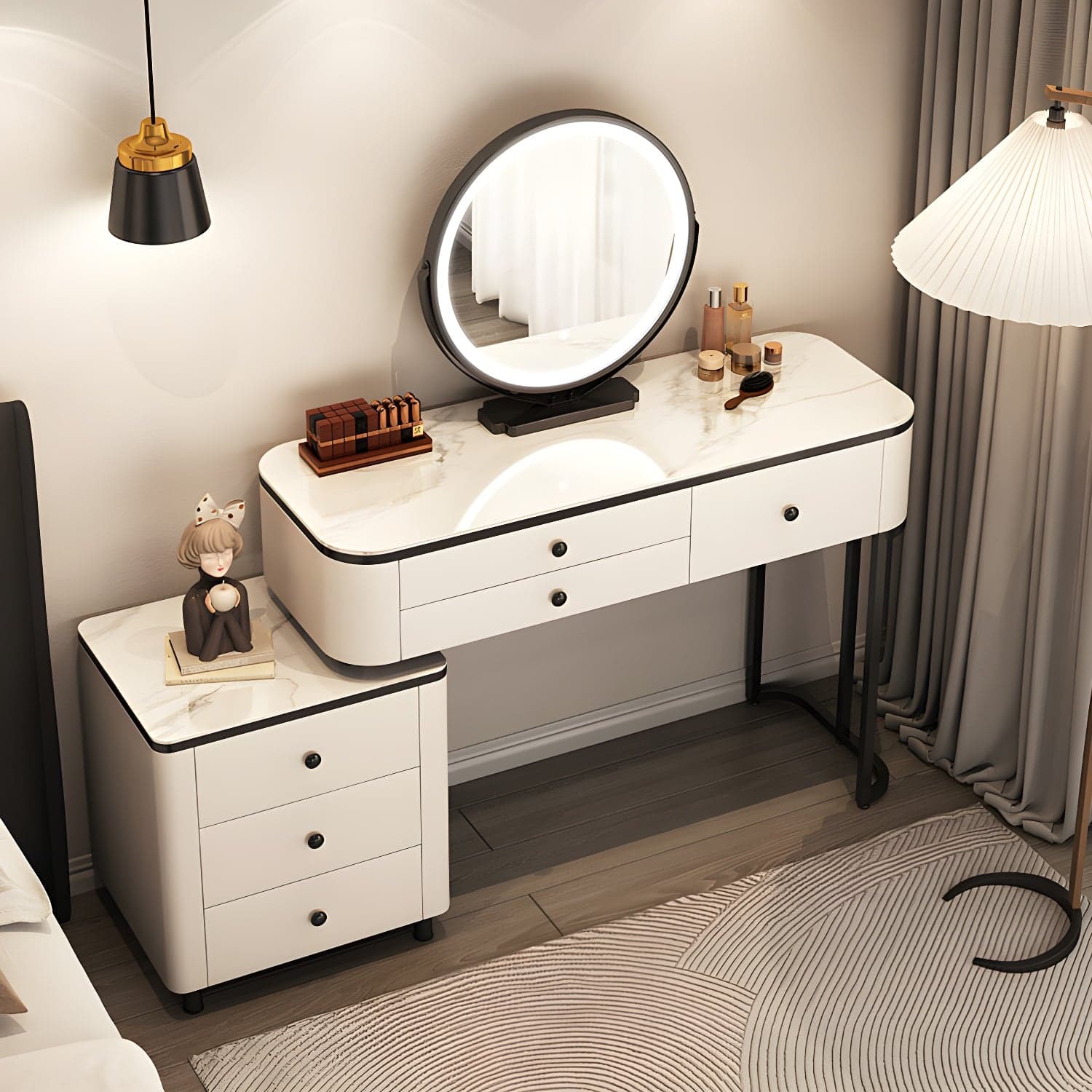Contemporary Stone Vanity Desk Removable Vanity Dressing Table - image 4