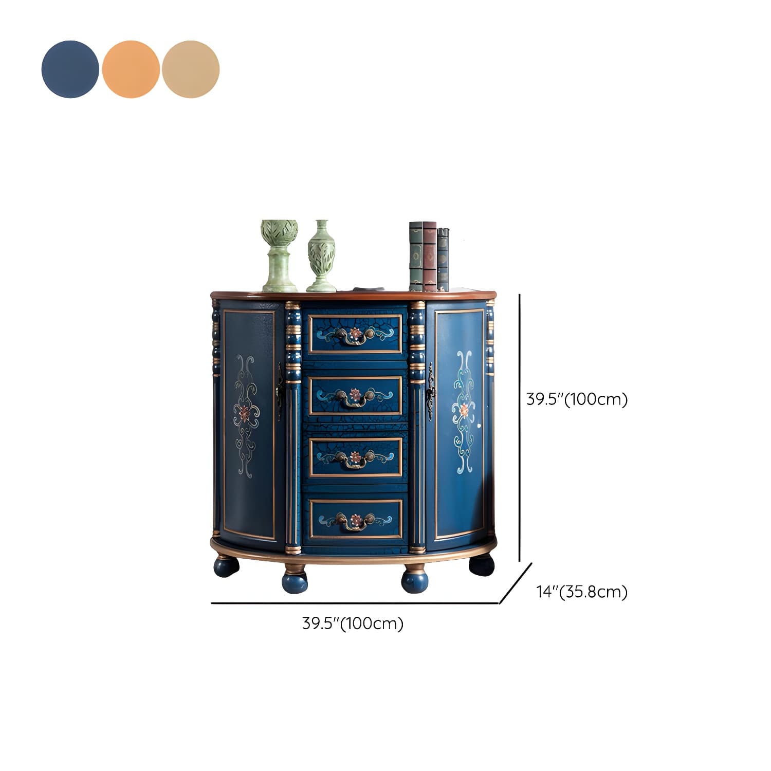 Industrial Bombe Accent Cabinet with Drawers and 2 Doors in Solid Wood - image 17
