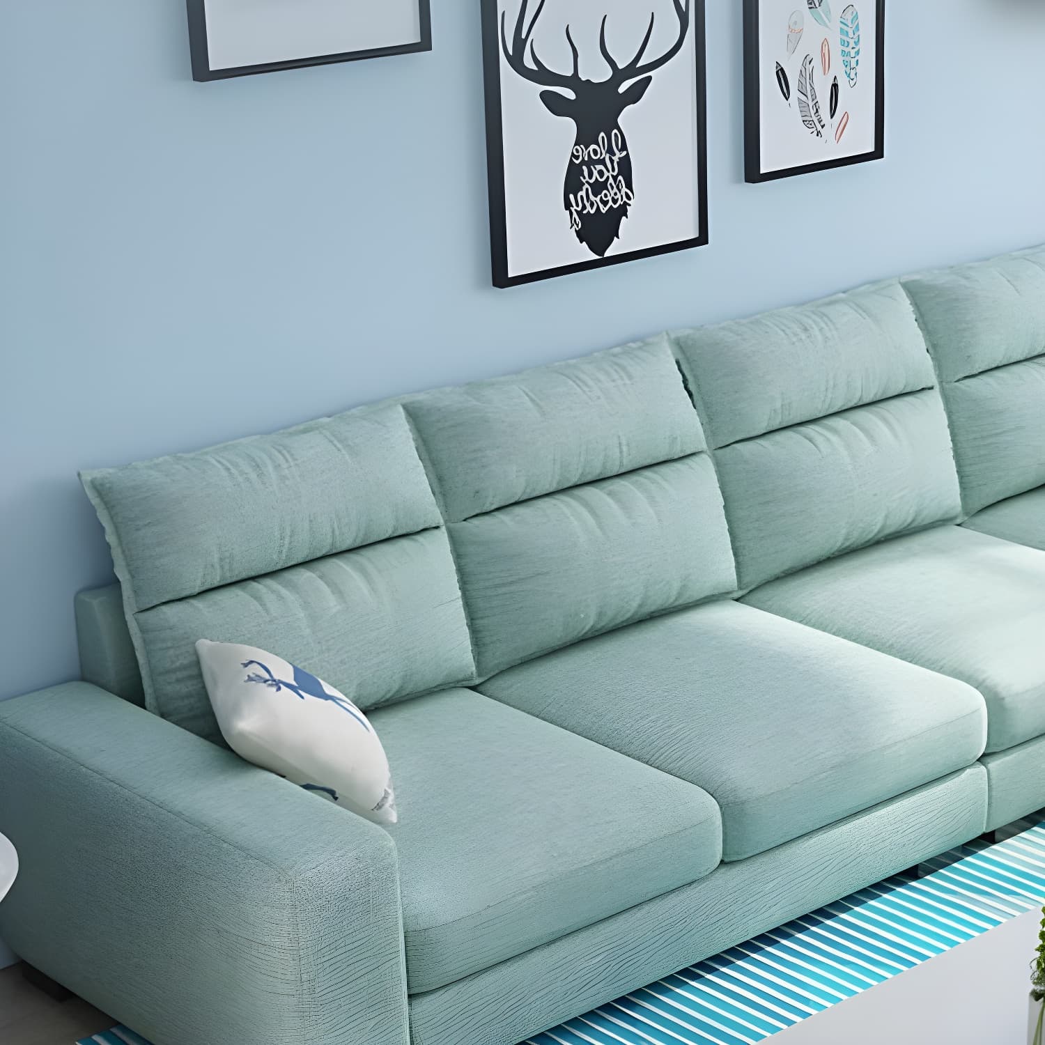 Scandinavian Wood Frame L-Shaped Modular Sofa Chaise in 2 Piece Set with Black Legs - image 11