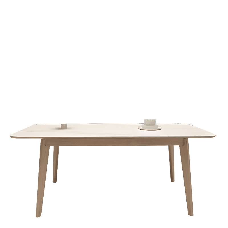Scratch-proof Rectangle Stone Sand/Warm Wood Finish/Chalky Wood Fixed Top Dining Table for Seats 4/for 8/6 People in a Nordic Style - image 10
