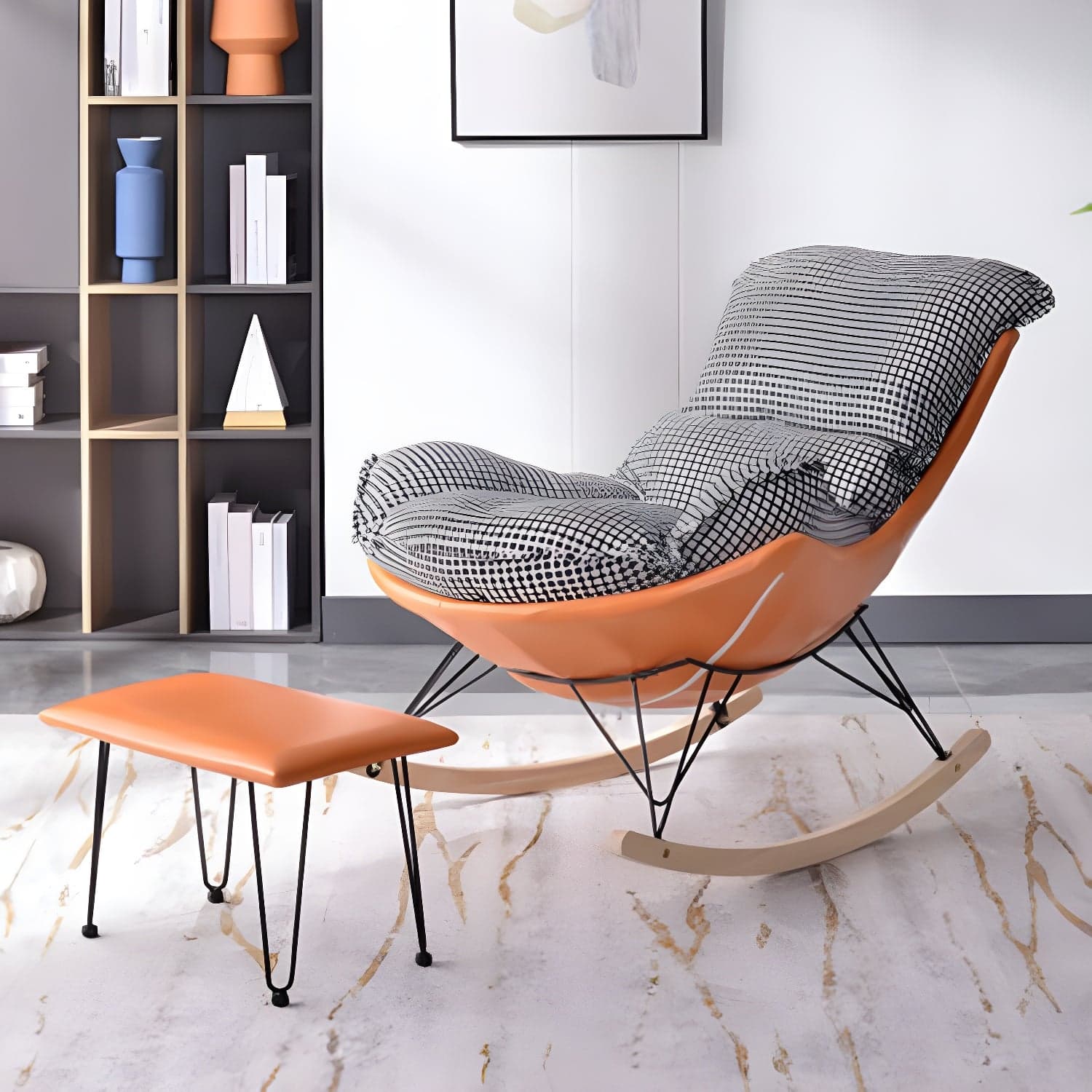 Contemporary Simple Style Rocking Chair Single Indoor Sofa Rocking Chair for Break - image 7