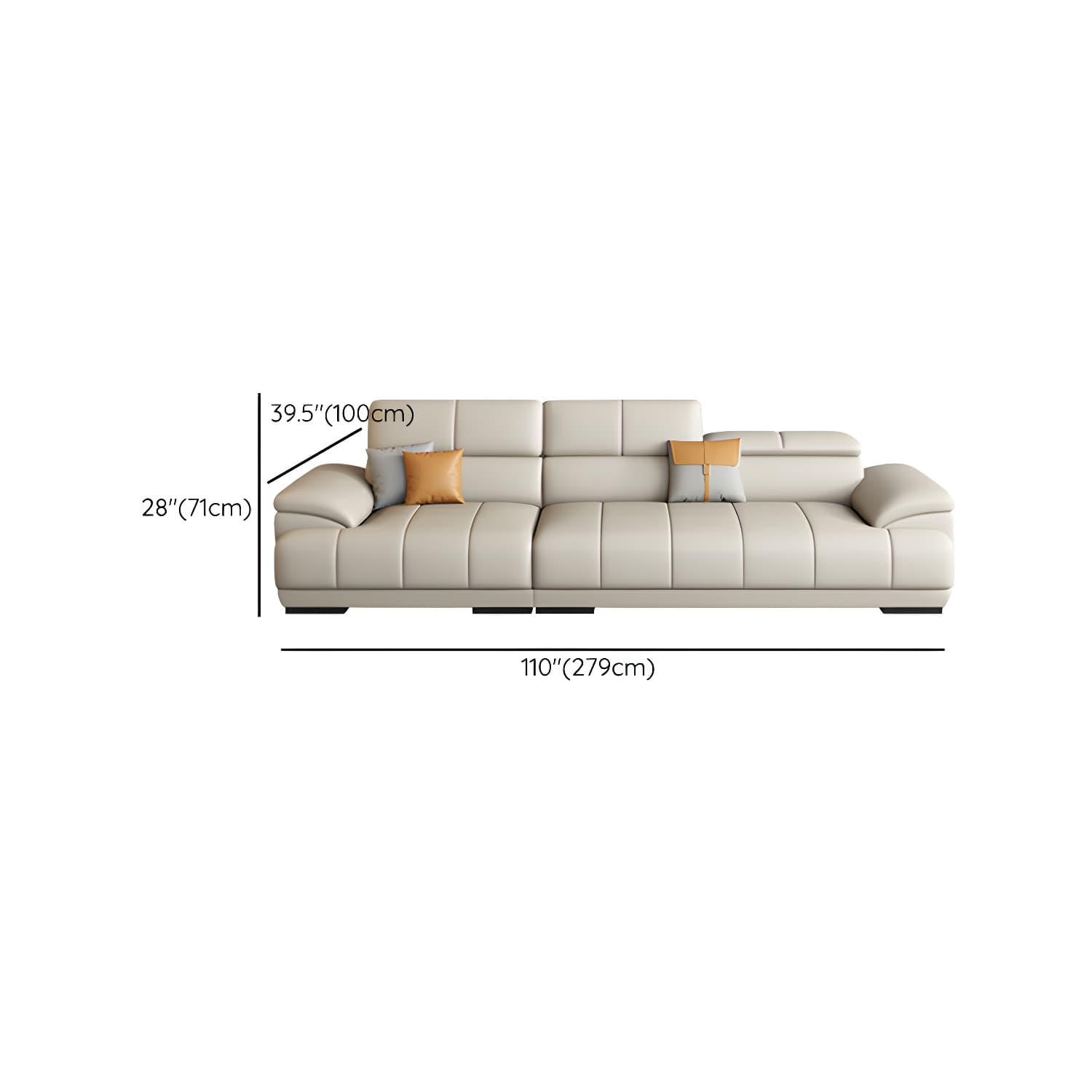Elegant Beige Scandinavian Leather Sectional with Adjustable Headrests - image 12