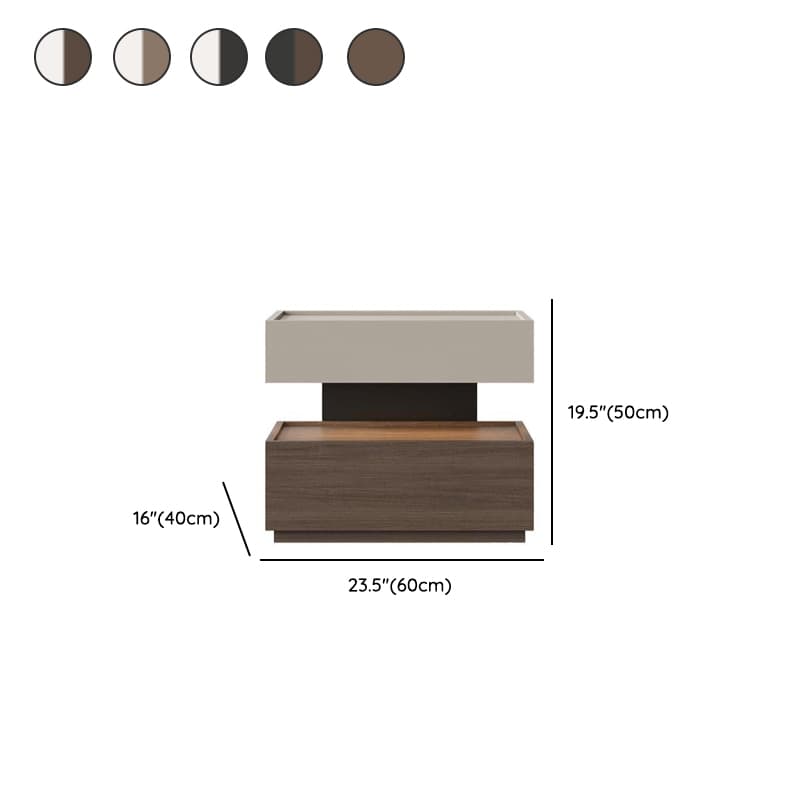 Organic Modern Nightstand With Drawer Organization Featuring 2 Shelves, Real Wood Countertop, and Illuminating Lighting - image 14