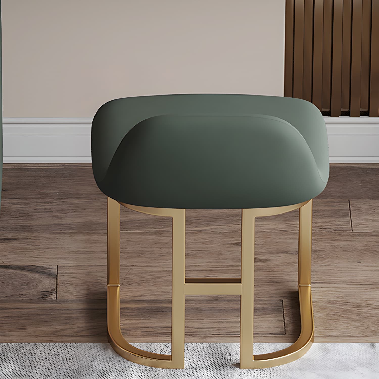 Glass Top Dressing Table Solid Wood Green Make-up Vanity with Drawers - image 4