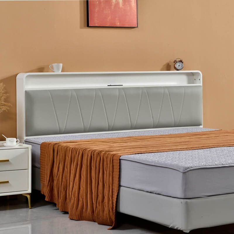 Minimalist Free-standing Standard Full(54"W x 75"L)/Twin(38"W x 75"L) Panel No Distressing with Shelves Included and Illuminating in Lumber - image 9