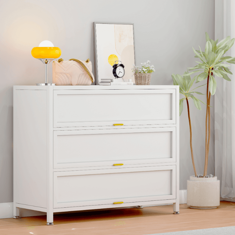 Casual Iron Desk Combo Dresser with Multiple Cabinets and Interior Shelves Options