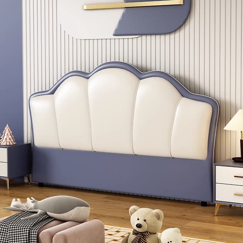 Art Deco Style Panel Headboard in Timber with No Distressing for King/Queen/Full Bed, Featuring Sponge Upholstery and Free-standing Standard Height