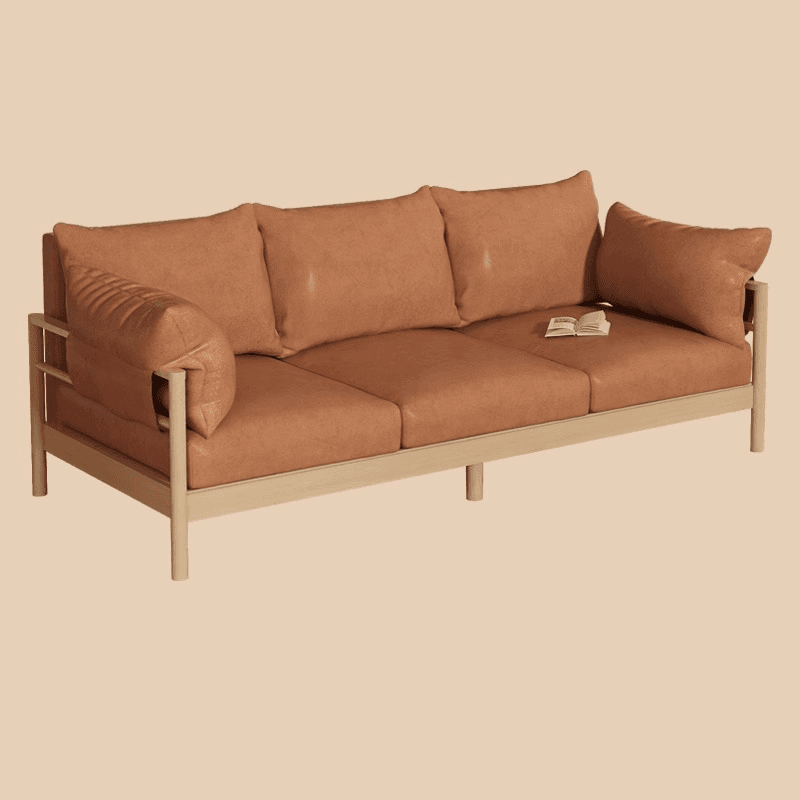 Contemporary Modern Solid Color Stain Resistant Standard Sofa in Light Gray/Off-White/Amber Color with Armrest, Seats 3, and Slipcover - image 5