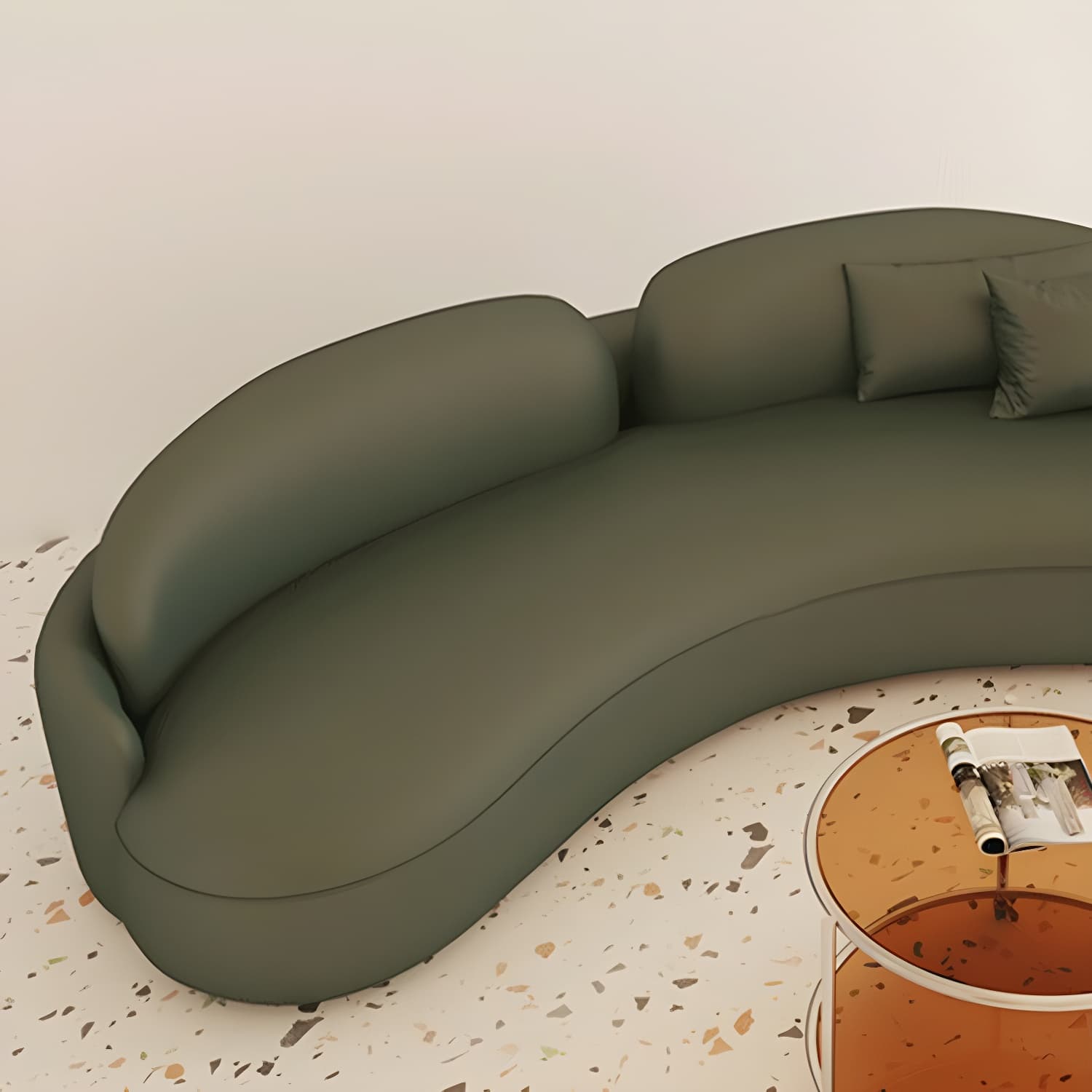 Faux Leather Contemporary Curved Sofa Armless Sofa for Living Room - image 9