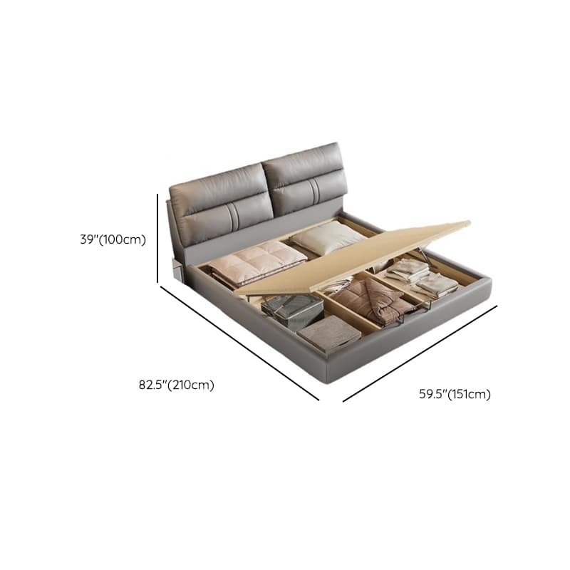 Light Gray Solid Color Storage Bed/Platform Bed with 3 Storage Boxes in Pine Wood for Living Room - image 10