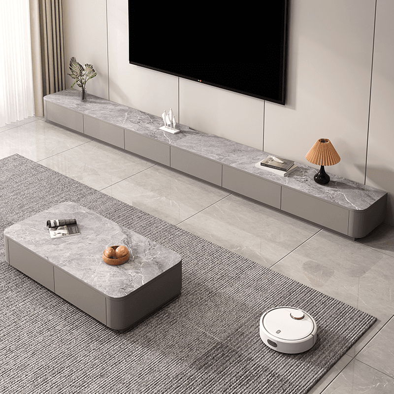 Casual Stone TV Stand with 4-Drawer/2 Drawers, 2 Cabinets, and Cable Management - image 5