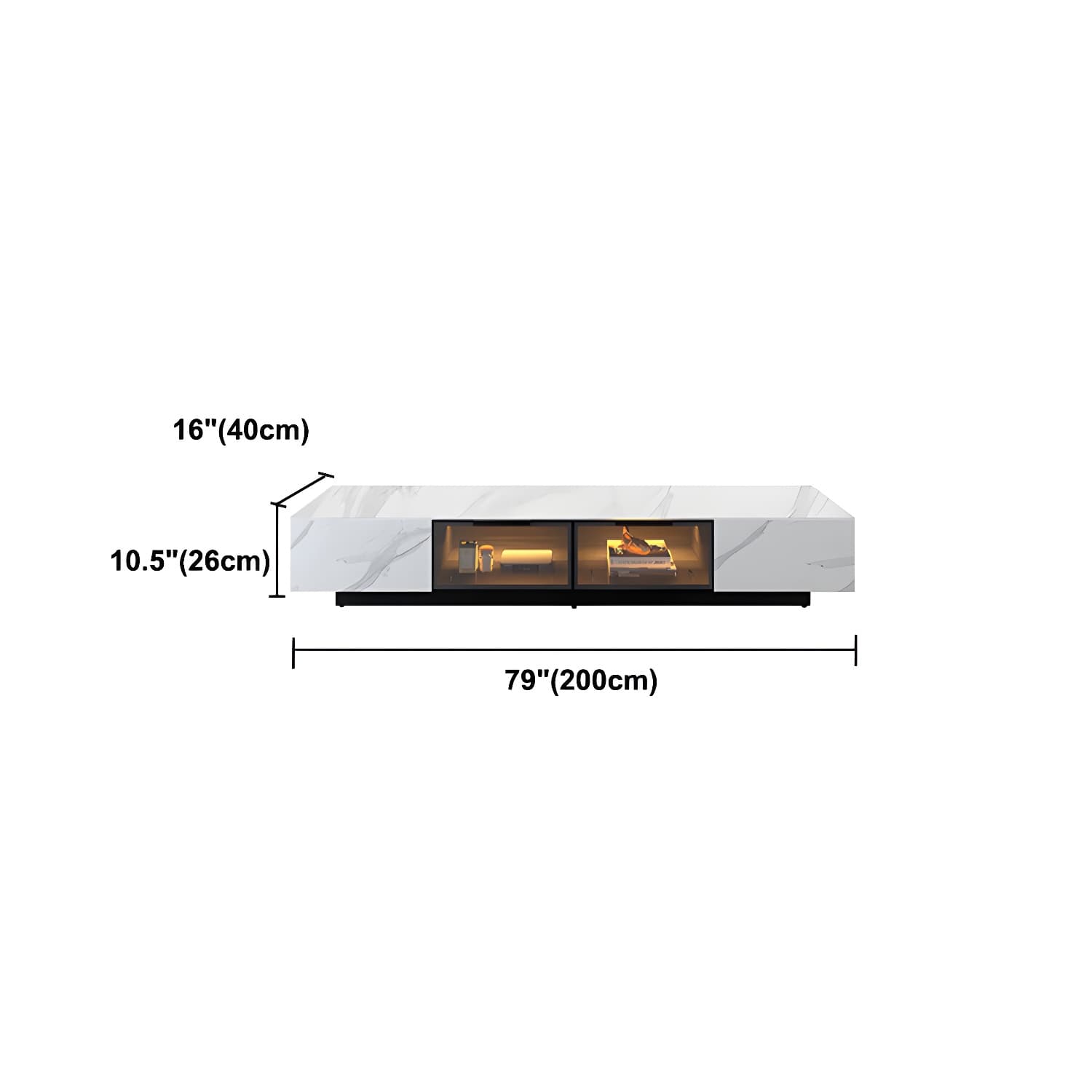 Modern Slate TV Stand White Closed Storage TV Console with Sensor Light - image 10