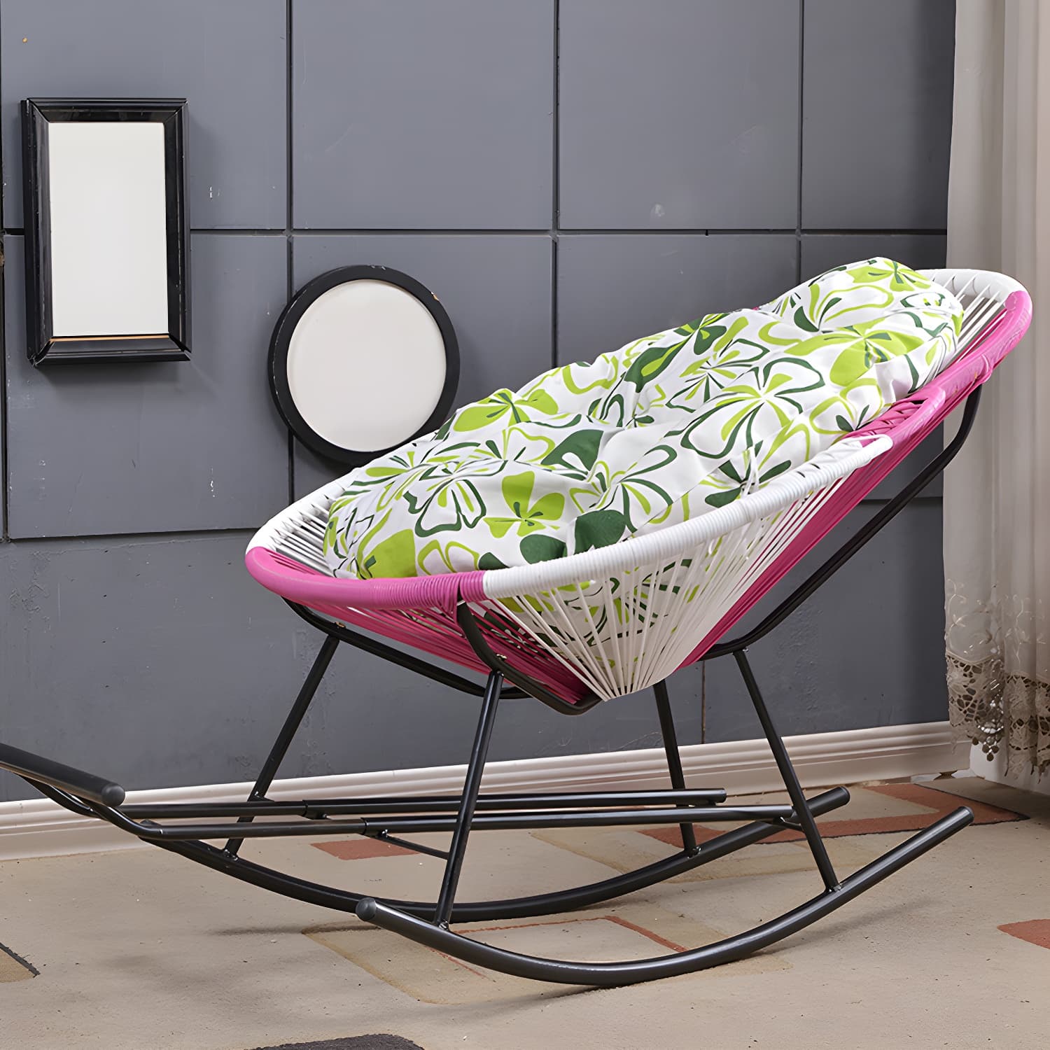 Modern Minimalist Rocker Chair Metal Frame Spindle Rocker Chair for Home - image 5