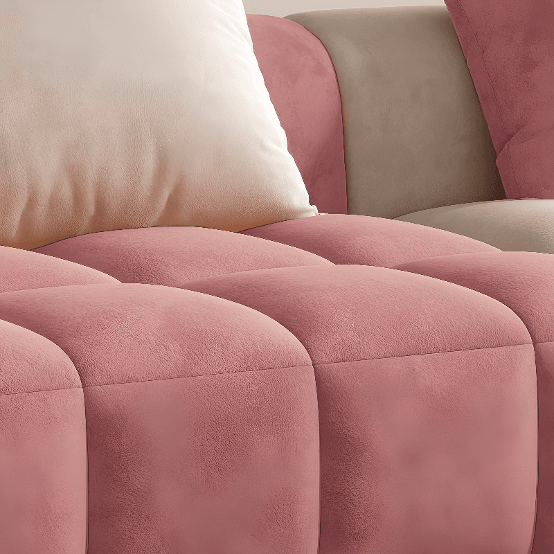 Vibrant Peony/Cerulean/Tangerine Color Sofa Couch with Round Arm and Concealed Support - image 15