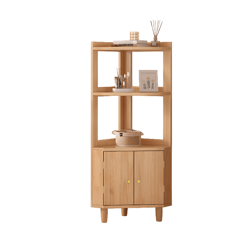 Art Deco Lumber Accent Cabinet Wood Color/Sepia Nook with Storage Cabinet, Pull Knobs and 5 Exterior Shelves/4 Exterior Shelves/3 Exterior Shelves