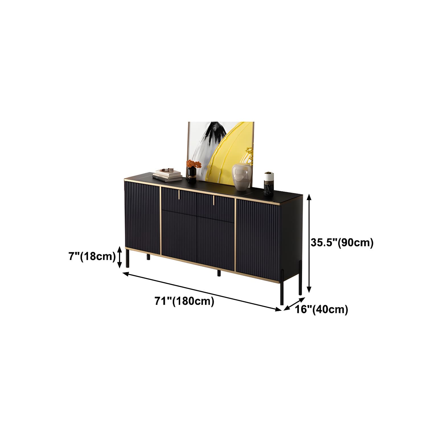 Glam Sideboard Stone Top Sideboard with Door for Living Room - image 20