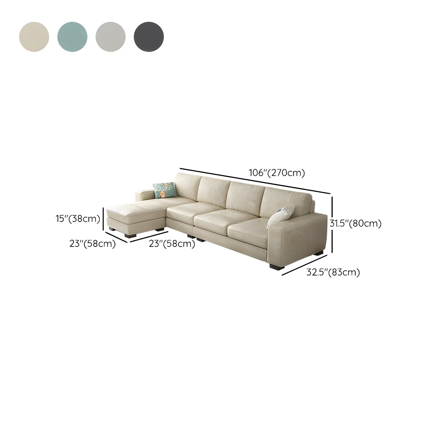 Scandinavian Wood Frame Straight Sofa with Cushion Back and Slipcover in 3 Piece Set - image 29