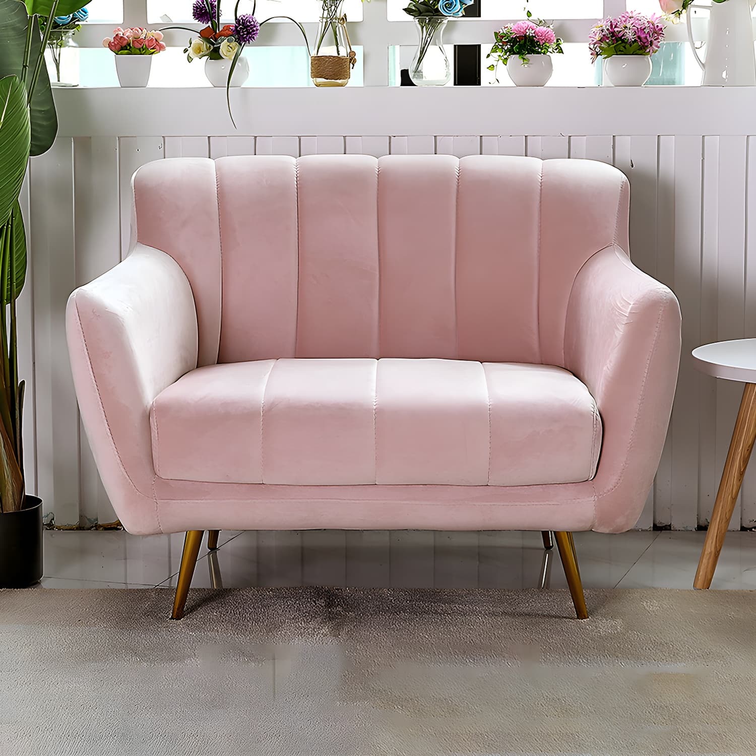 Modern Tight Back Couch Standard Velvet Tuxedo Arm Sofa in Green/Teal/Pink - image 14