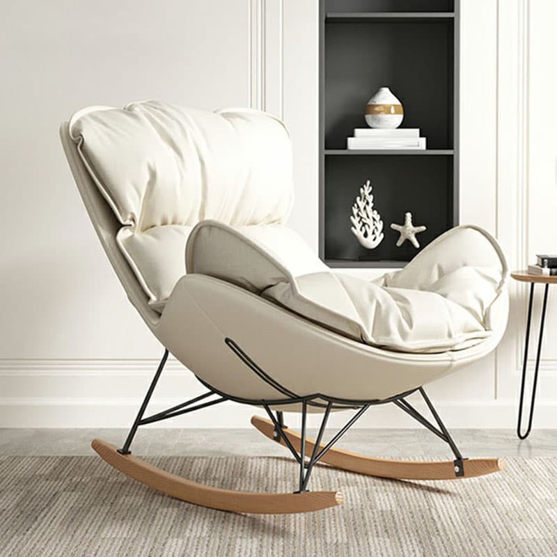 Stylish and Modern Upholstered Rocking Chair with Natural Wood Legs - image 6