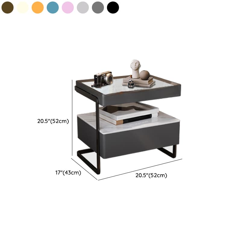 Modish Open Nightstand with 1 Drawer and Stone Countertop - image 12