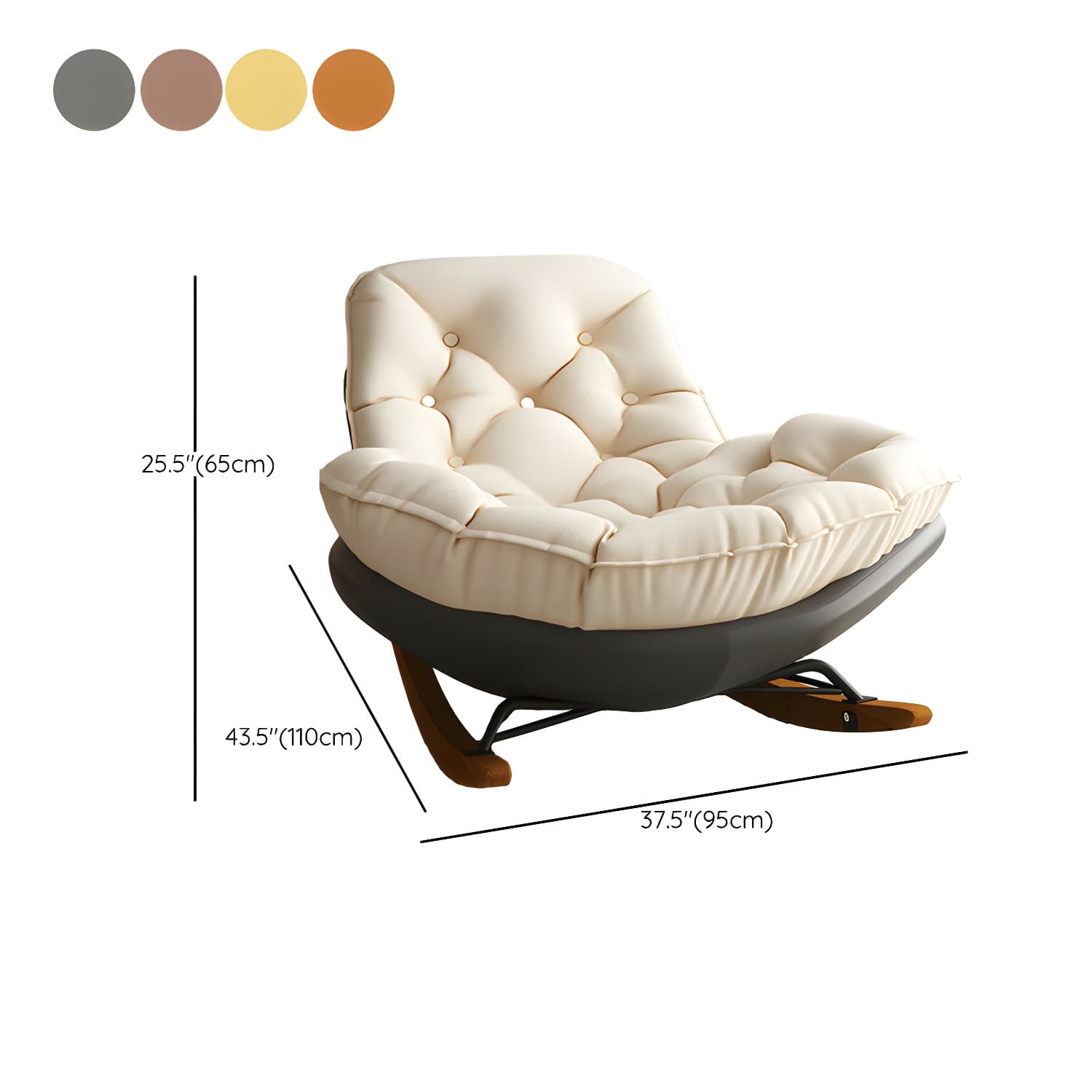 Cotton Upholstered Indoor Rocking Chair with Solid Wood Legs, Compact Design for Small Spaces - image 22